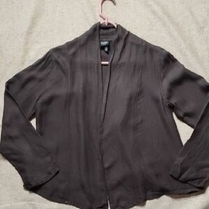 Eileen Fisher Dark Brown Open-Front Lightweight Jacket